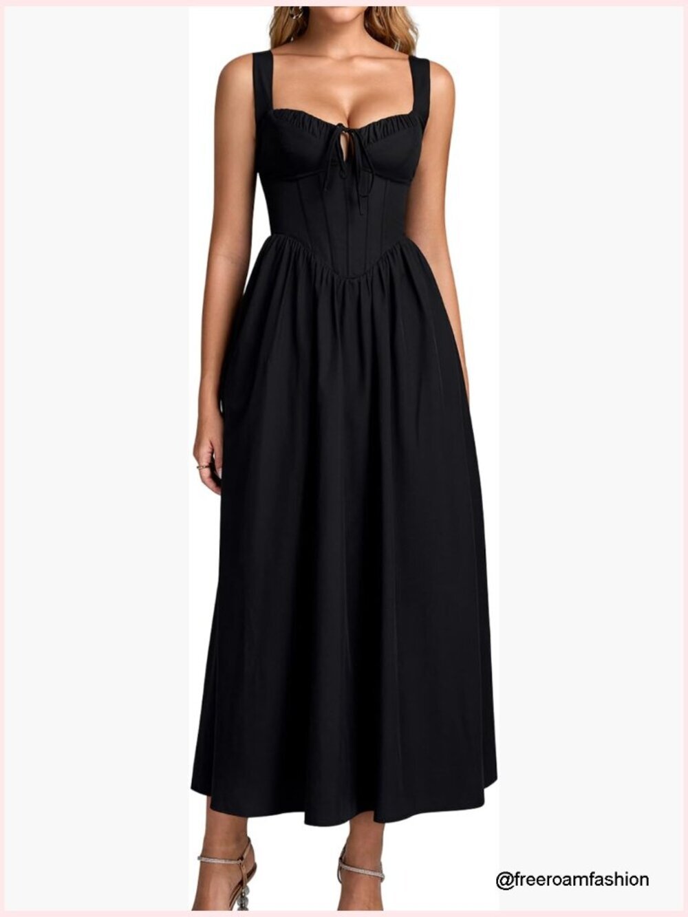 Midi Corset Dress Sweetheart Neckline Lace Up Back Formal Wedding Guest - Picture 1 of 6